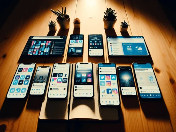 Smartphone screens on a desk showcasing various social media platforms, highlighting evolving branding strategies in natural light.2024-01-21T01:33:29.682Z