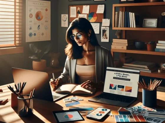 Candid portrait of an individual in a home office, surrounded by personal branding elements and infused with natural light.2024-02-05T00:57:27.003Z