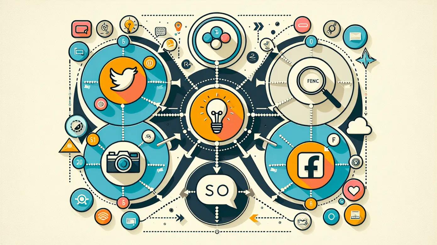 Simplistic infographic showing SEO's impact on social media platforms, content creation, and user engagement.2024-05-01T03:32:30.123Z