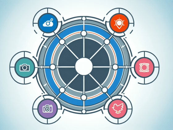 Diagram of "Social Media Insights" with spokes linking to Facebook, Instagram, Twitter, LinkedIn, Pinterest nodes.2024-05-15T03:45:56.850Z