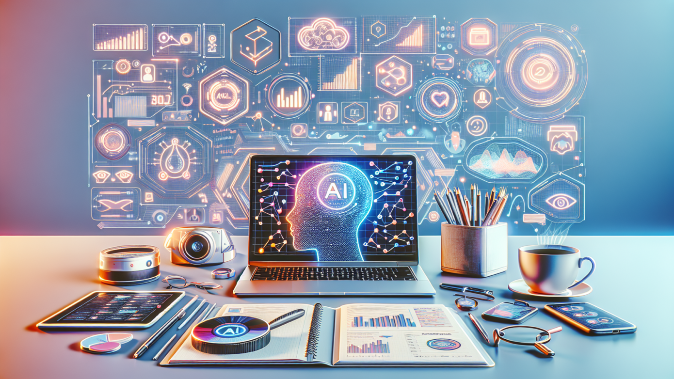 Alt text: "Solopreneur using AI tools for digital marketing strategy on a laptop, showcasing analytics and social media platforms."2024-09-18T11:19:42.509Z