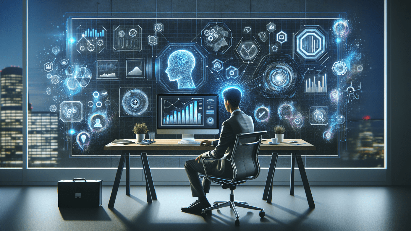 Image showcasing various AI branding tools icons on a digital dashboard, highlighting strategy transformation for small businesses.