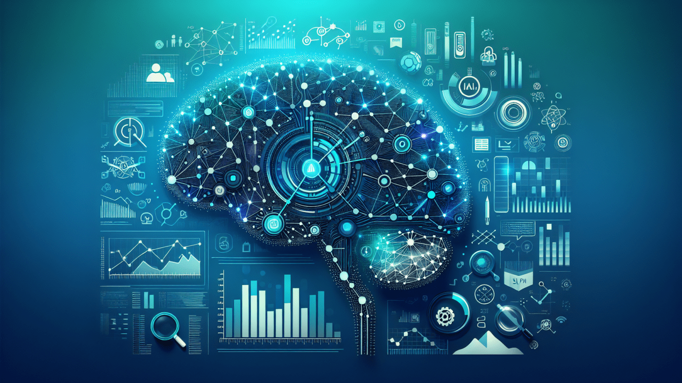 A laptop displaying AI tools for content marketing, surrounded by data charts, symbolizing SaaS growth in 2025 for small businesses.