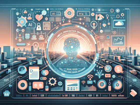 Image depicting a small business owner using an ai social media content generator on a laptop, optimizing engagement and streamlining content creation.