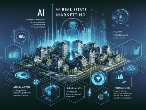 Image showing a real estate agent using AI tools on a laptop for automated document analysis and transactions, illustrating ai for real estate marketing.