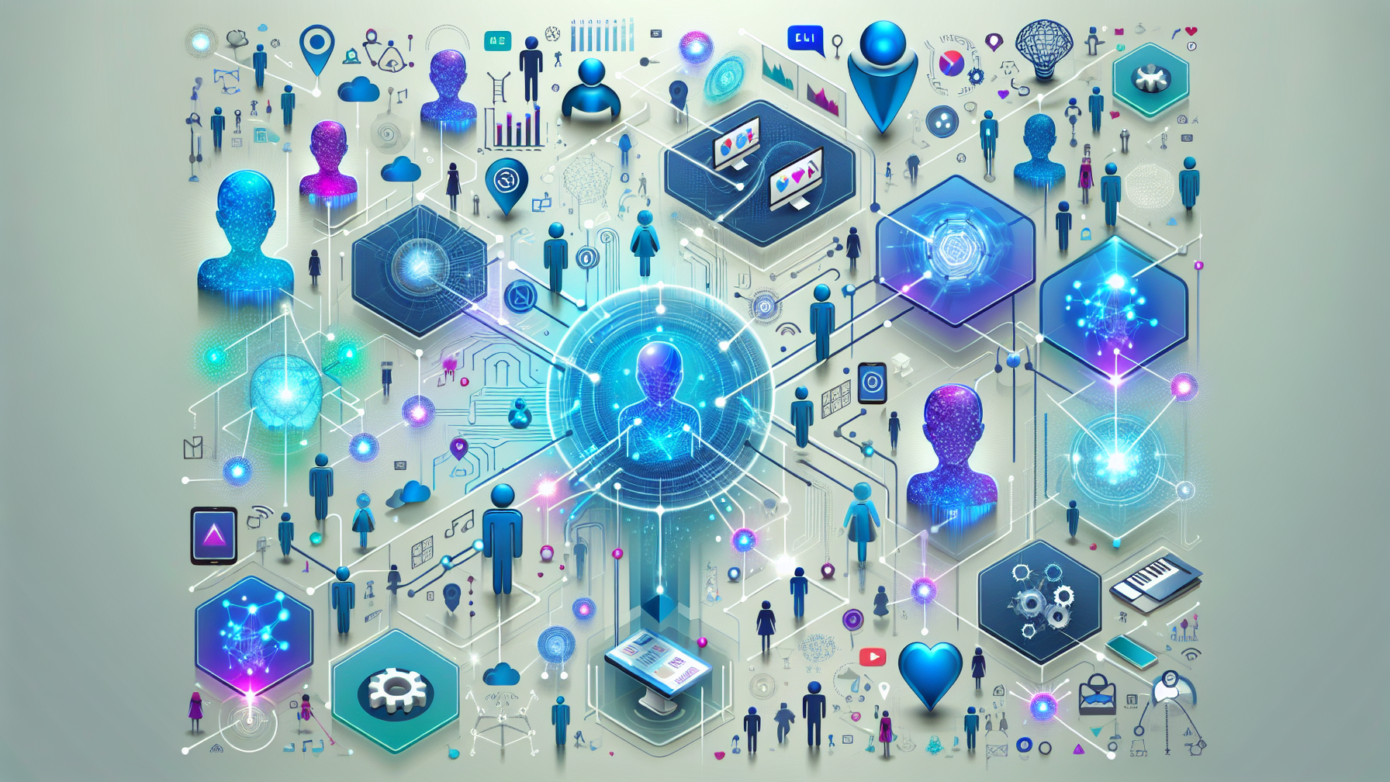 Image showing diverse AI characters interacting with social media icons, illustrating the impact of Meta's ai tool for social media.