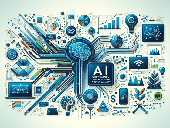 Image illustrating ai generated branding concepts with vibrant logos and career path symbols, highlighting enhanced creativity for small businesses.