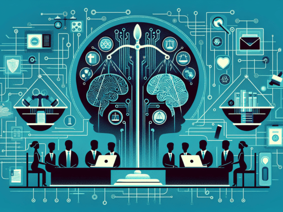 "AI social media ethics: Conceptual image with diverse people discussing ethical AI use on social media platforms for small businesses."