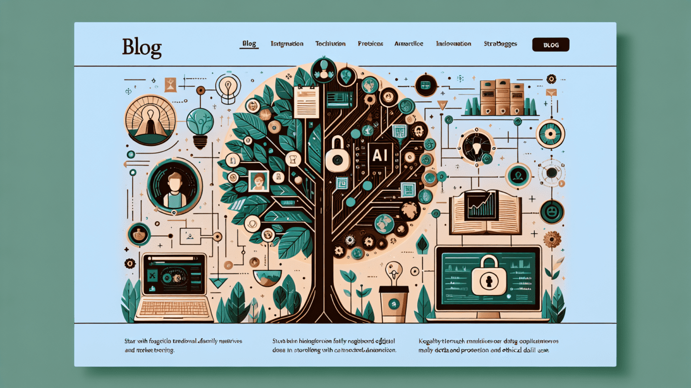 Image of a digital marketer using ai assisted marketing tools on a laptop, planning storytelling strategies for small business growth.