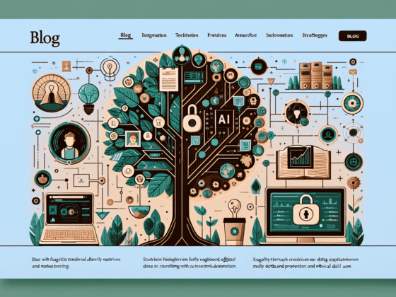 Image of a digital marketer using ai assisted marketing tools on a laptop, planning storytelling strategies for small business growth.