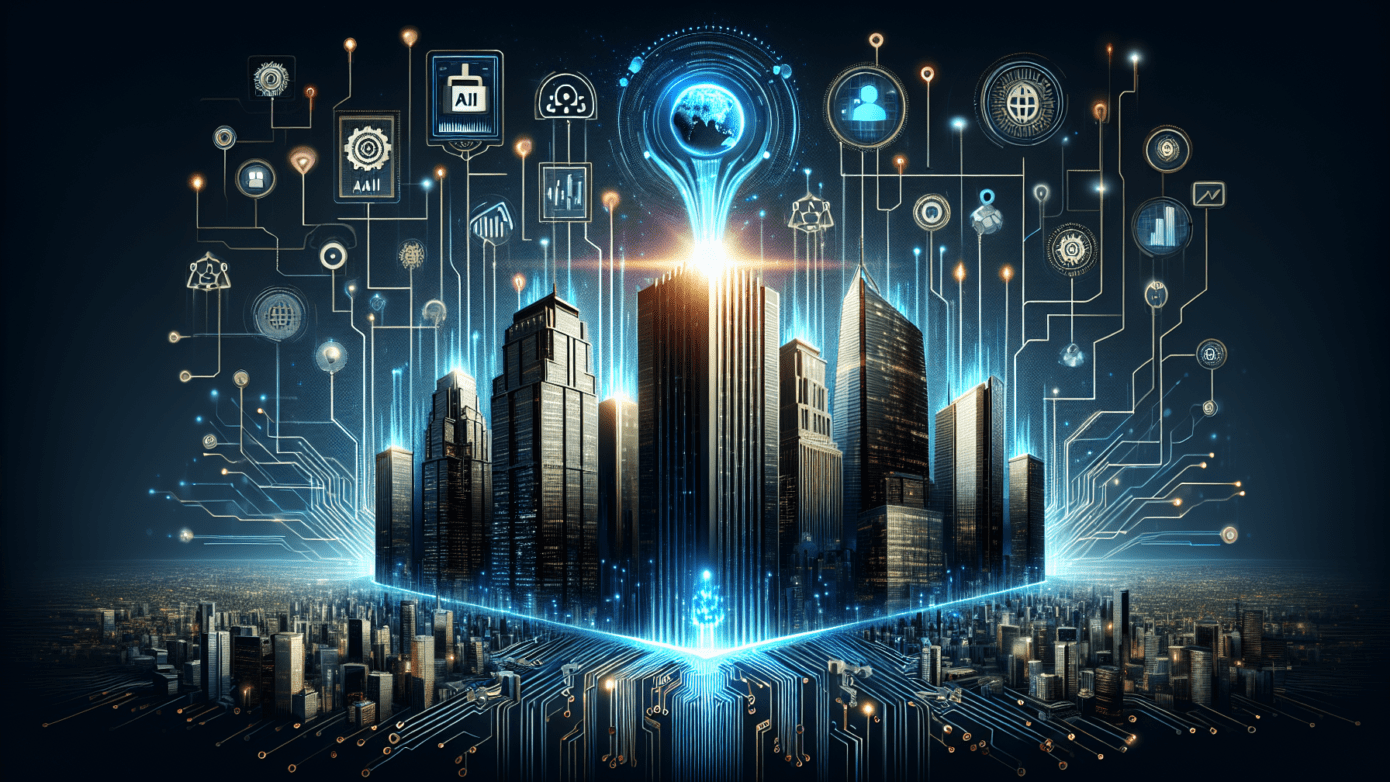 Image of a small business owner analyzing stock trends on a computer, symbolizing AI brand growth with innovative technology integration.