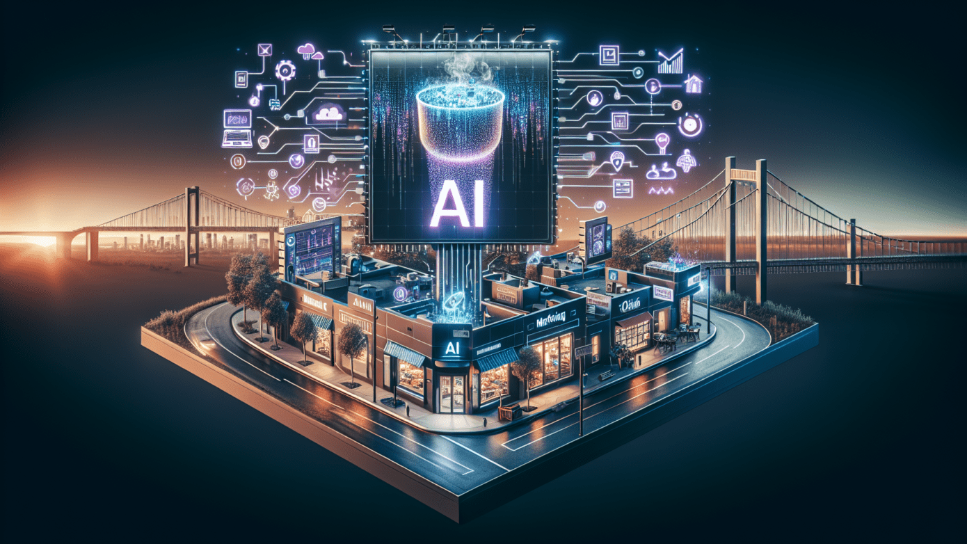 AI-powered marketing dashboard displayed on a laptop, showcasing analytics, essential for small business success with marketing AI tools.