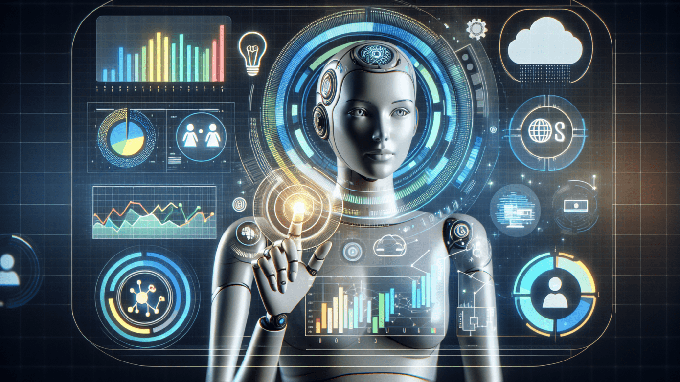 Image showing data analytics dashboard with charts and graphs illustrating AI brand monitoring and strategy insights for businesses.