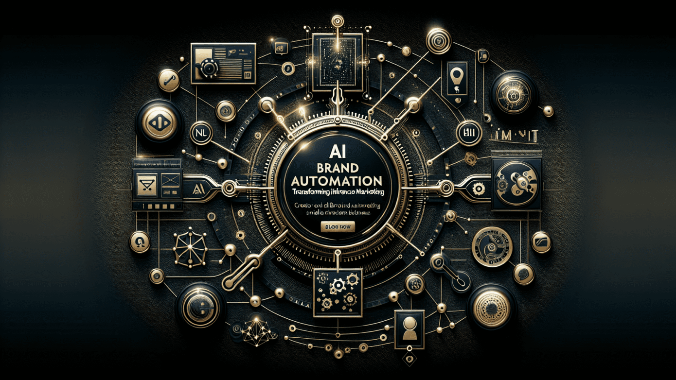 Image depicting a digital interface showcasing AI brand automation tools, transforming influencer marketing strategies for small businesses.