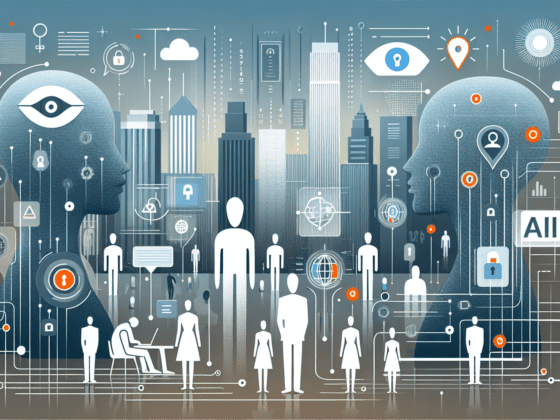 Image of a business owner analyzing data on a laptop, surrounded by charts and smiling customers, illustrating ai marketing insights.