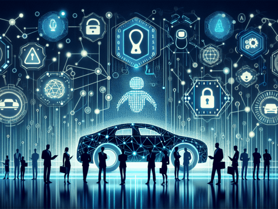 Image of a car surrounded by digital icons symbolizing AI brand engagement in auto finance, empowering small business strategies.