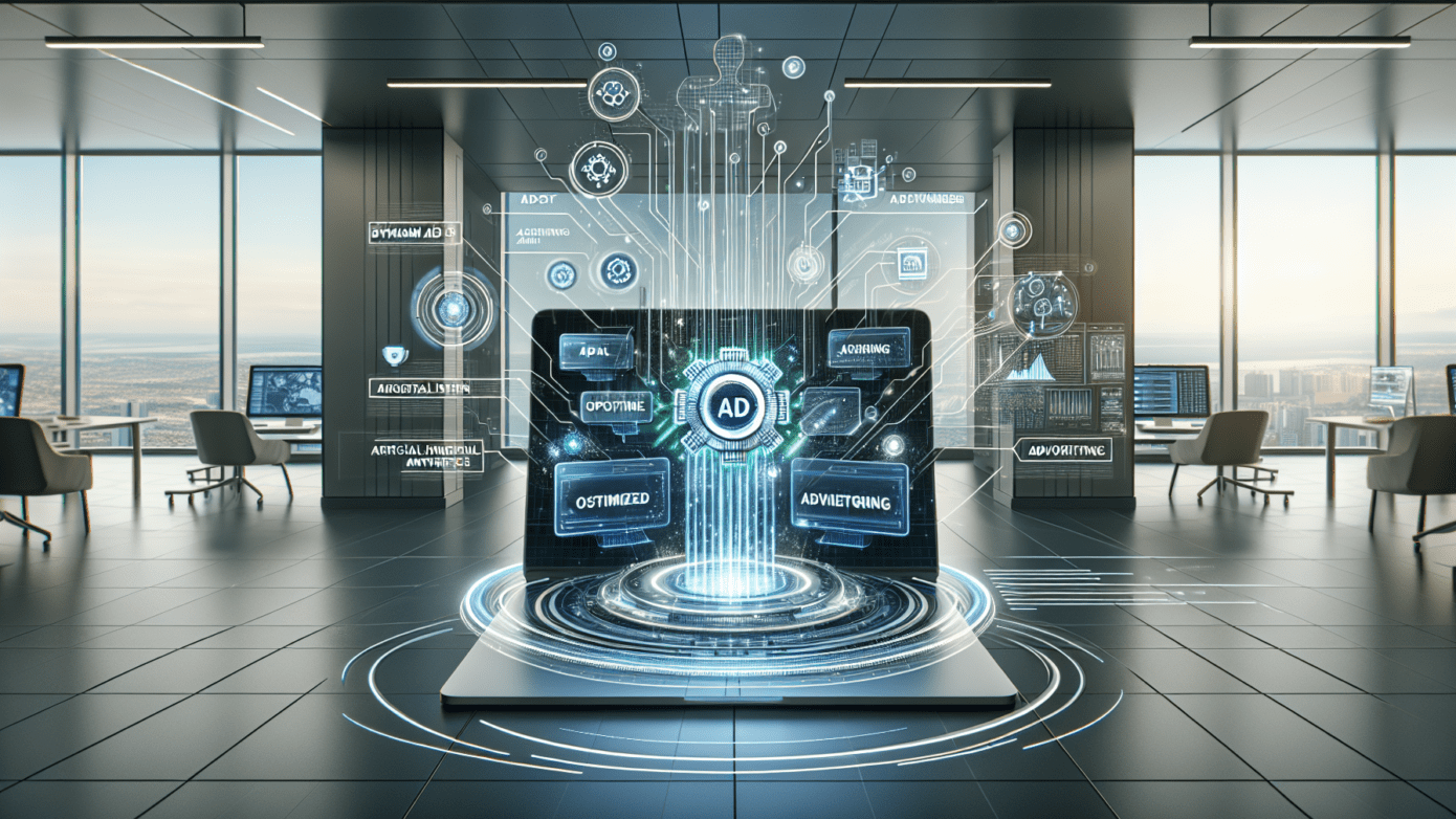 Image of a small business owner analyzing data on a laptop, showcasing charts and graphs generated by Facebook Ads AI to improve marketing ROI.