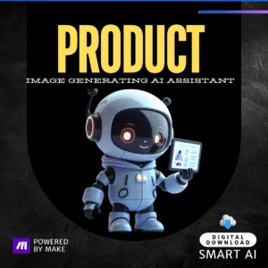 Robot holding a digital image display, representing the Product Image Generating AI Assistant for automating e-commerce visuals with AI.