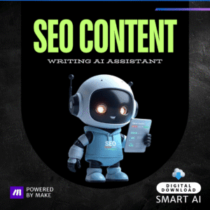 AI robot holding SEO checklist, representing SEO Content Writing AI Assistant for automating blog writing using AI SEO tools.
