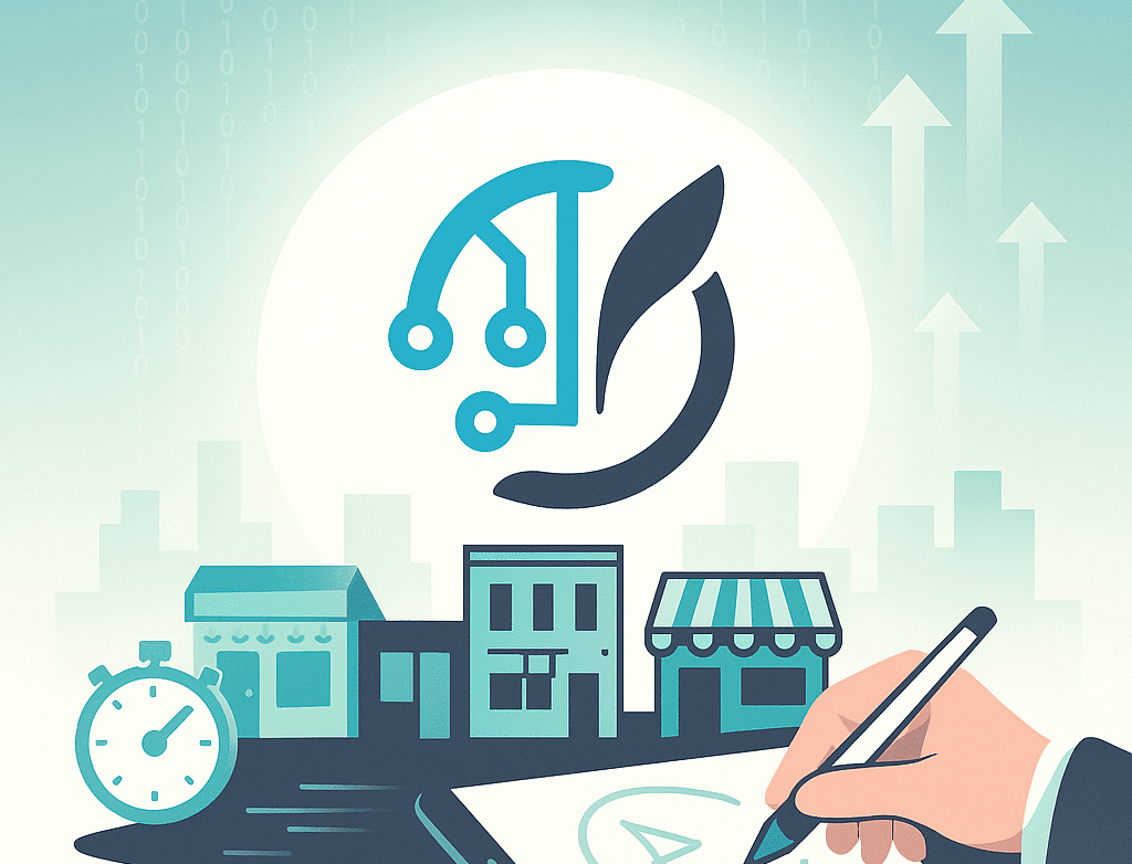 AI Company Logo Design Guide for 2025 1 Tablet displaying modern ai company logo branding concepts with charts and 2025 market trend insights for small businesses