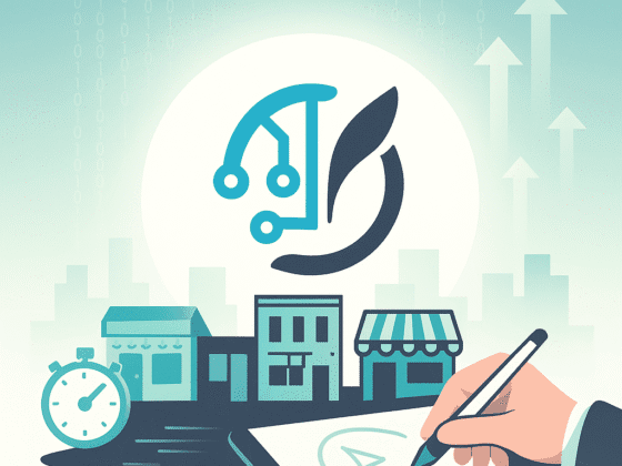 Tablet displaying modern ai company logo branding concepts with charts and 2025 market trend insights for small businesses