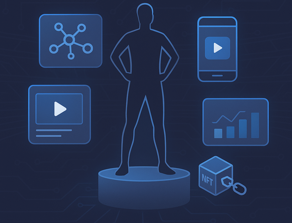 Writer AI Tool: Trends and Customization Guide 1 Small business owner analyzing growth charts on laptop using ai writing software with futuristic interface and market data.